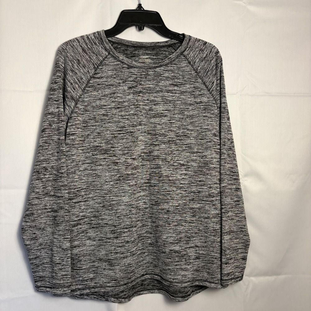 ClimateRight by Cuddl Duds Womens XL Space Dye Long Sleeve Top Black White